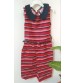 Sleeveless Horizontal Striped, Cotton Midi Dress, For Kids Girls, Children Wear, Mix Color Navy Blue, White, Red,100% Cotton, Ages: {5 To 6 Yrs}, {7 To 8 Yrs}, {9 To 10 Yrs}